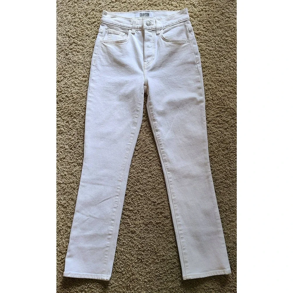 GRAYSON The Hero High‎ Rise Straight Leg Button Fly Jeans Natural Women's 25